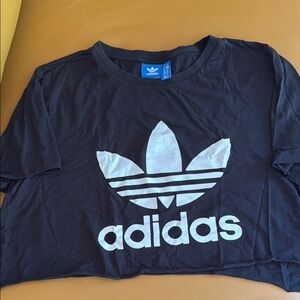 Adidas Black Crop Top with Trefoil Logo